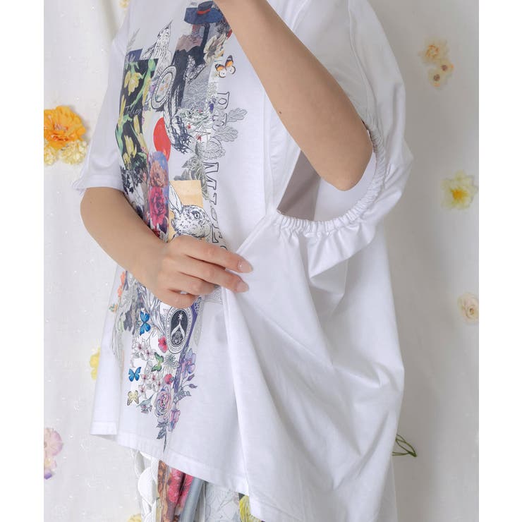 花コラージュ柄シルケット天竺チュニック | ScoLar | 詳細画像7 