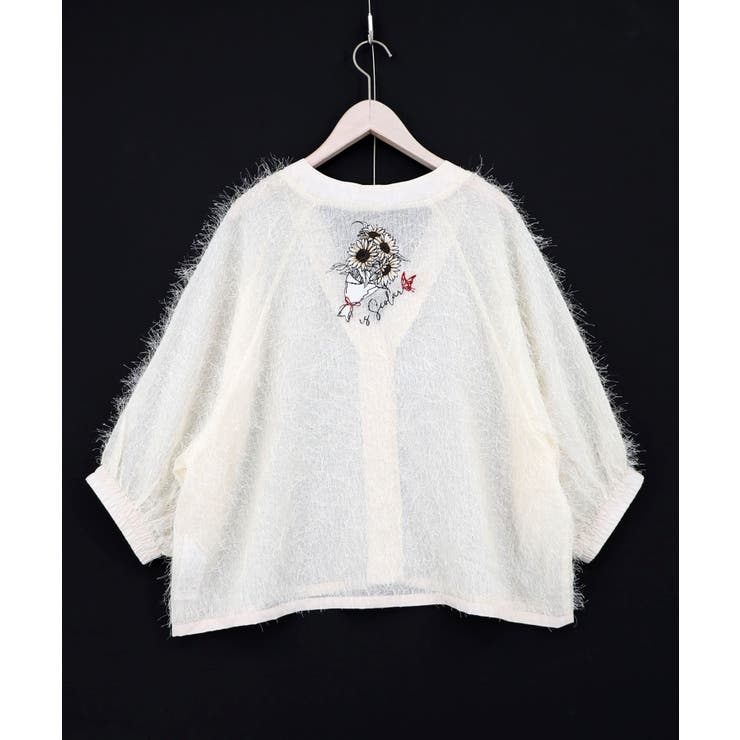 ひまわり刺繍 フェザーラメシフォンカーディガン | ScoLar | 詳細画像9 