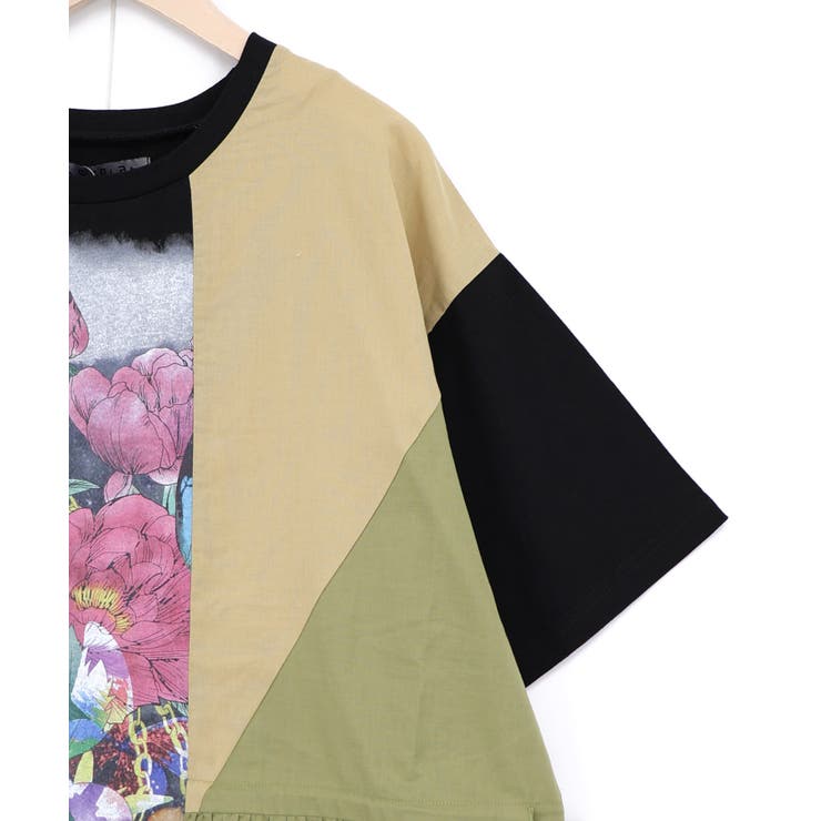 楽器×お花のブローチ柄 アシメ配色切替チュニック | ScoLar | 詳細画像15 