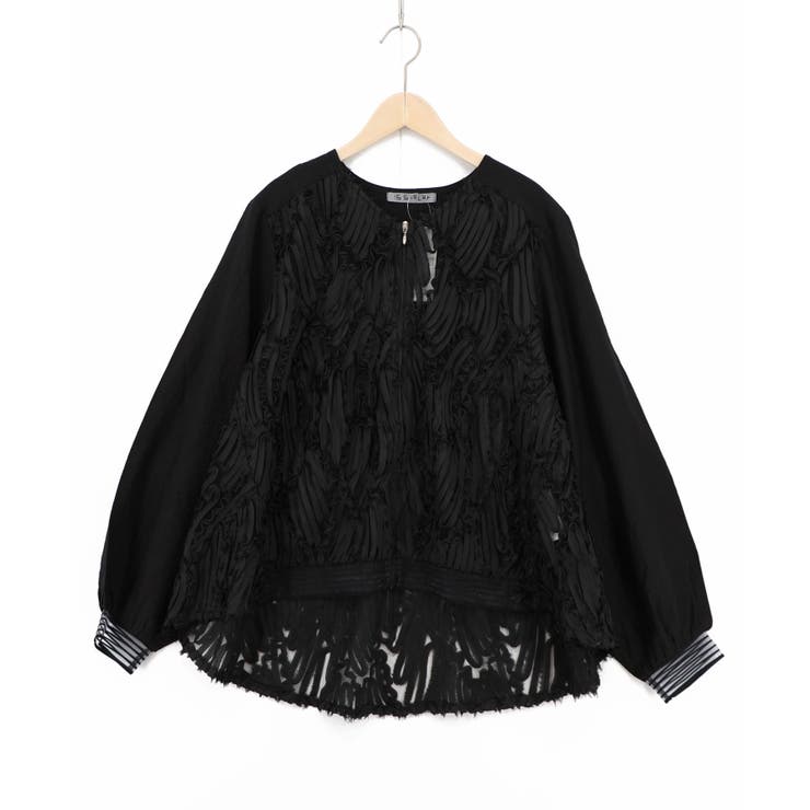 ブラック | ステンドグラス風蝶々付き シアーブルゾン | ScoLar