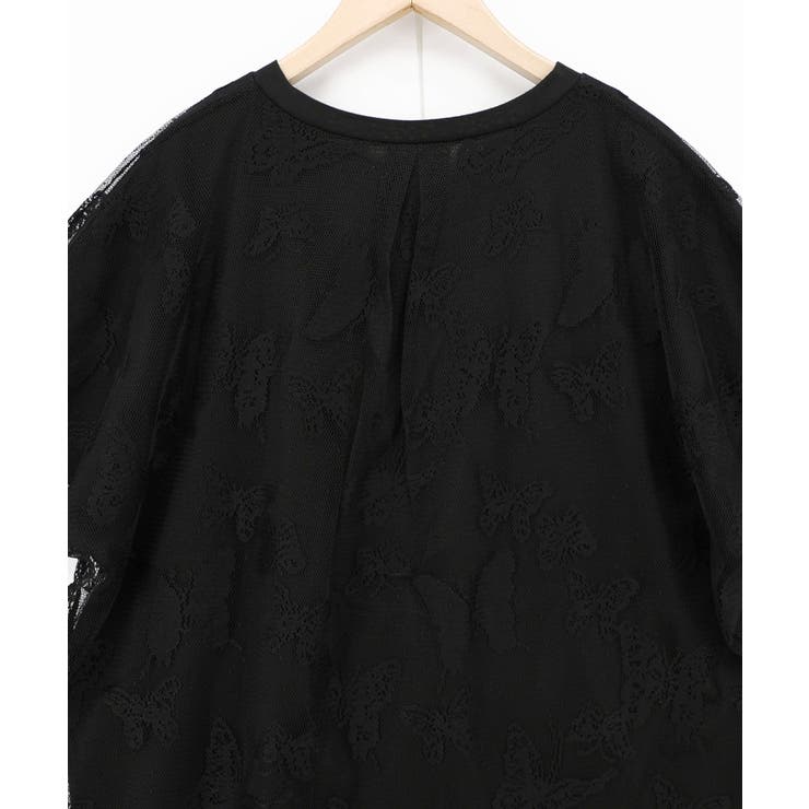 蝶々チュール重ね 花蝶柄Tシャツ | ScoLar | 詳細画像8 