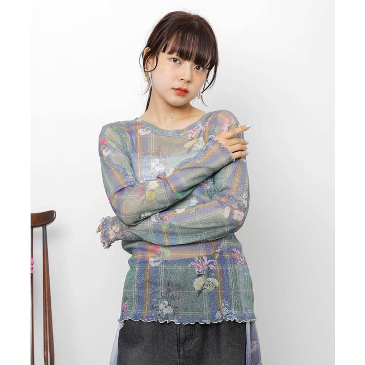 2柄展開 お花orチェック柄 ラメチュールインナー | ScoLar | 詳細画像1 