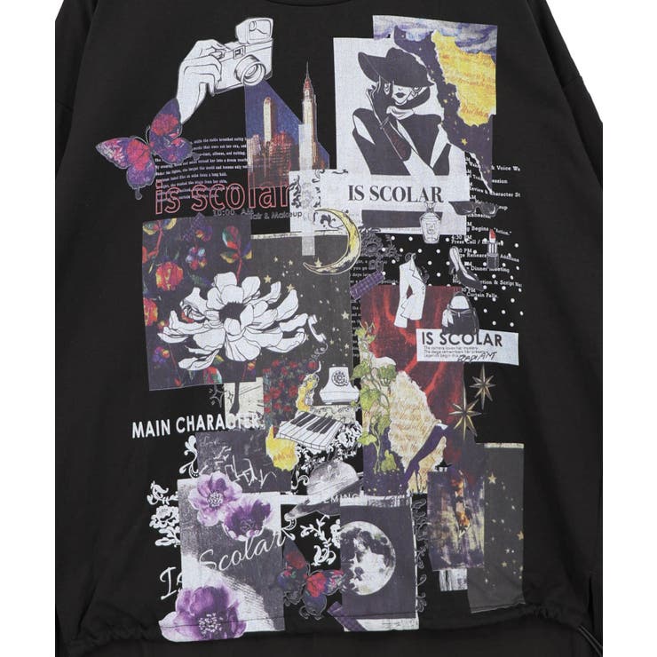 アートコラージュ柄 天竺×レースTシャツ | ScoLar | 詳細画像10 