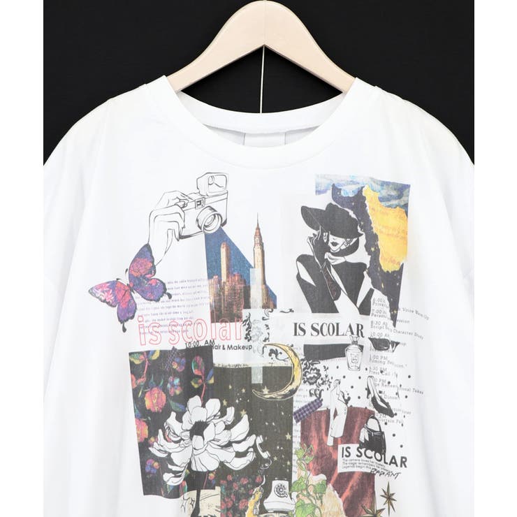 アートコラージュ柄 天竺×レースTシャツ | ScoLar | 詳細画像11 