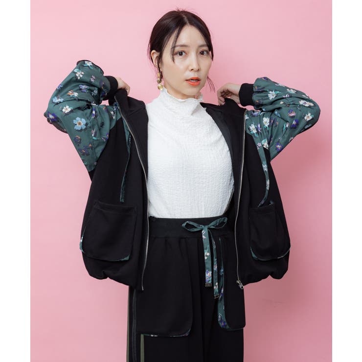 チェス柄袖レース付き ハイネックシャーリングTシャツ | ScoLar | 詳細画像5 
