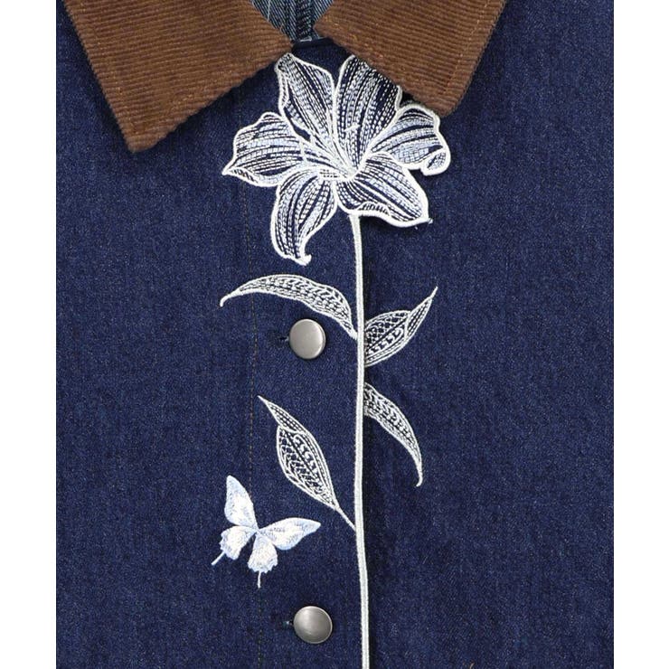 デニム×コーデュロイ 花刺繍配色ジャケット | ScoLar | 詳細画像12 