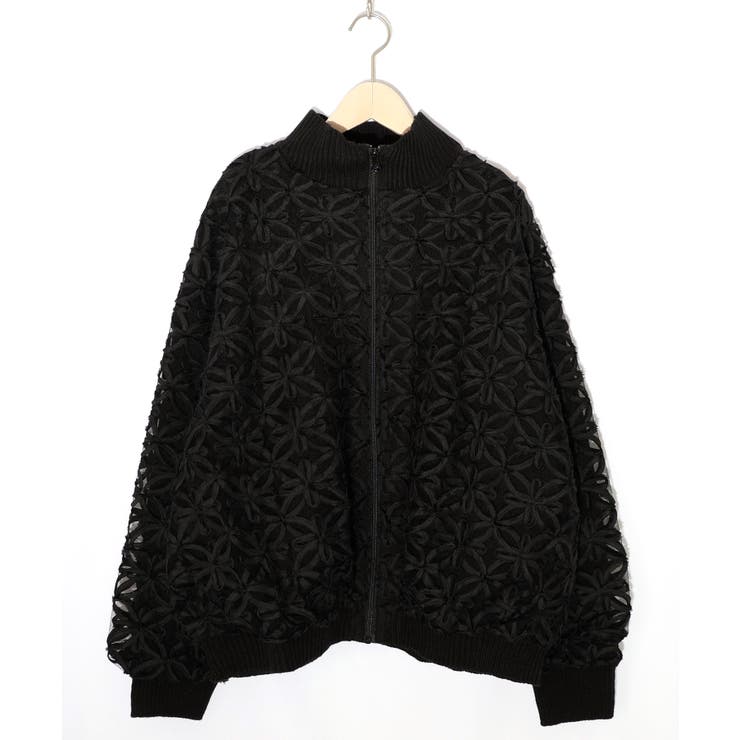 花柄チュール重ねニットブルゾン | ScoLar | 詳細画像10 