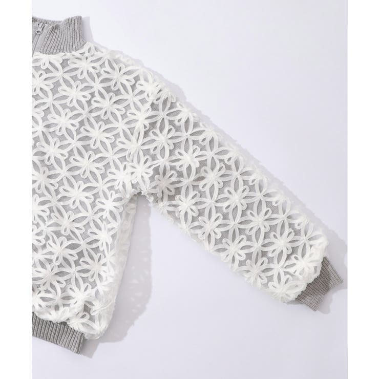 花柄チュール重ねニットブルゾン | ScoLar | 詳細画像13 