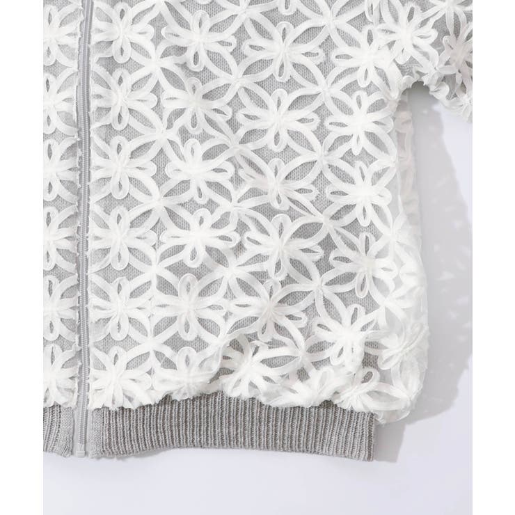 花柄チュール重ねニットブルゾン | ScoLar | 詳細画像15 