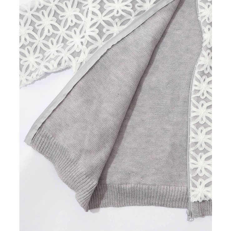 花柄チュール重ねニットブルゾン | ScoLar | 詳細画像16 