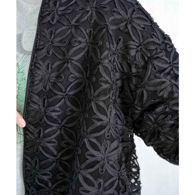 花柄チュール重ねニットブルゾン | ScoLar | 詳細画像8 