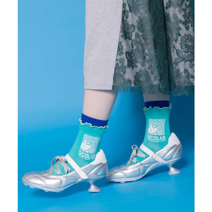 グリーン | メロウフリルスカラー柄ソックス | ScoLar