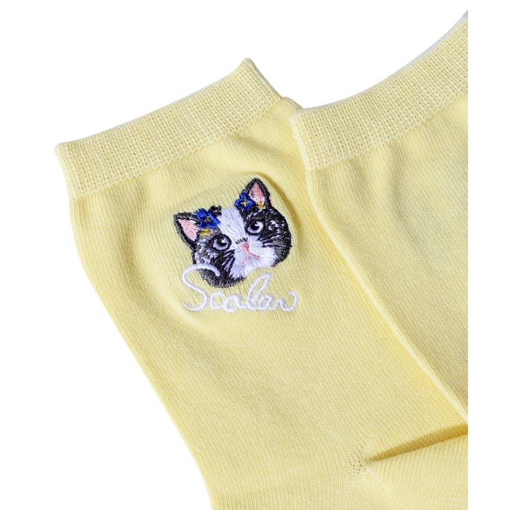 スカラーネコ柄刺繍ソックス | ScoLar | 詳細画像2 