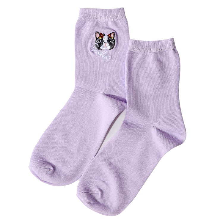 スカラーネコ柄刺繍ソックス | ScoLar | 詳細画像5 