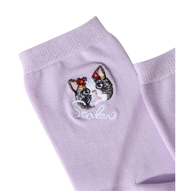 スカラーネコ柄刺繍ソックス | ScoLar | 詳細画像6 