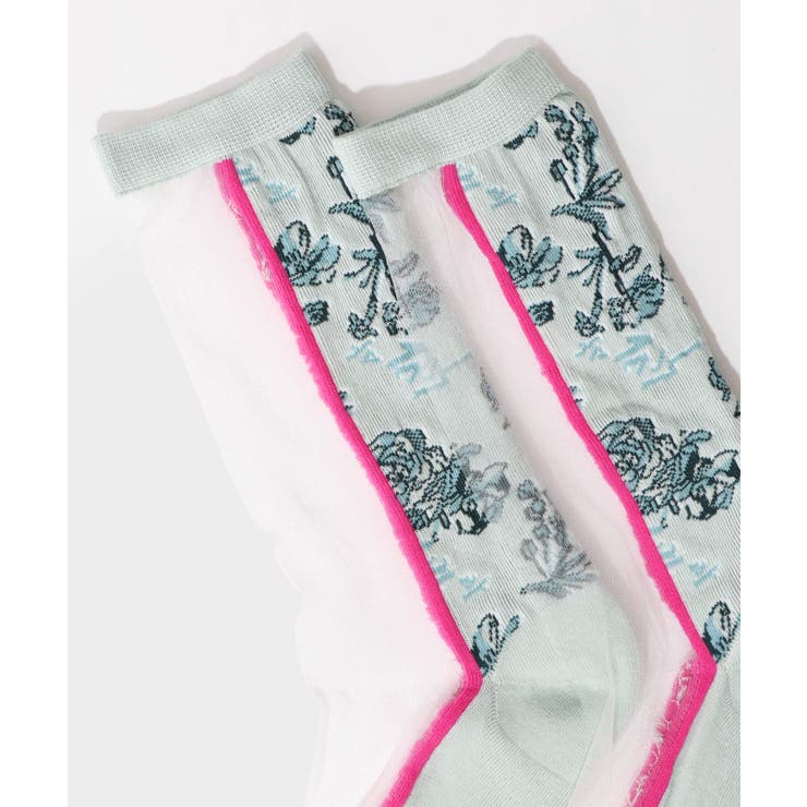 スカラー花柄切替テグスソックス | ScoLar | 詳細画像2 