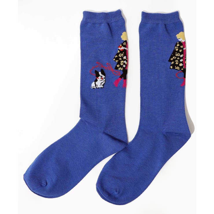 ブルー | スカラー犬の散歩柄ソックス | ScoLar