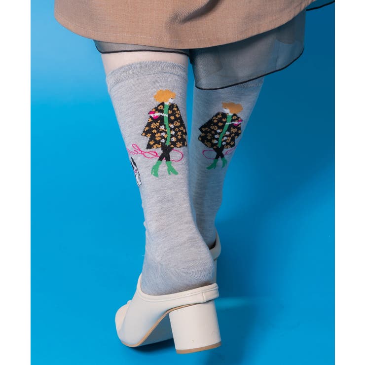 グレー | スカラー犬の散歩柄ソックス | ScoLar