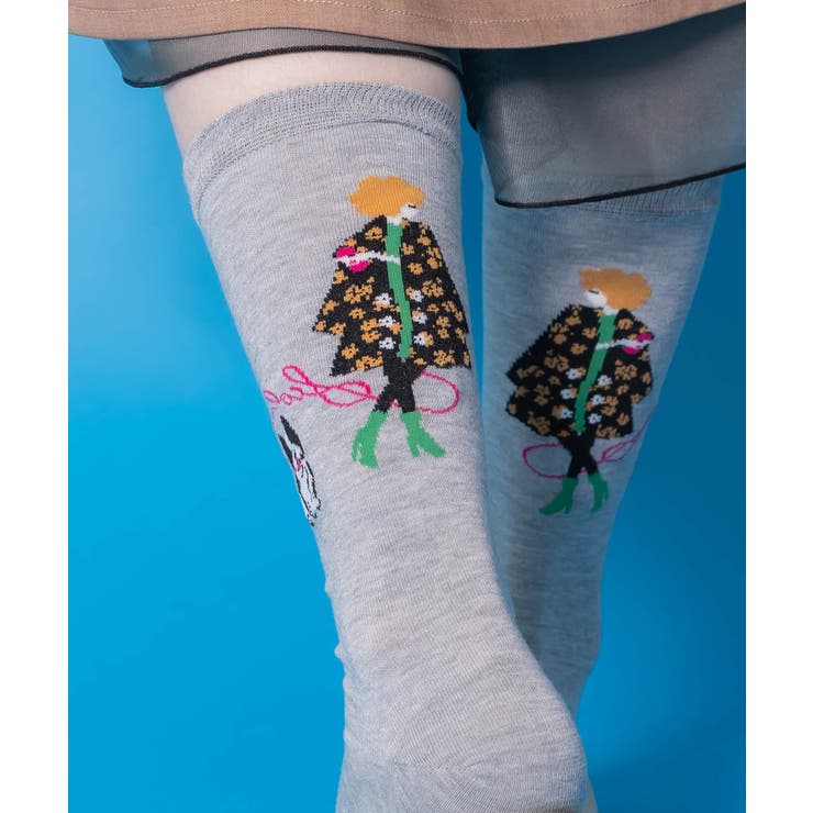 スカラー犬の散歩柄ソックス | ScoLar | 詳細画像1 