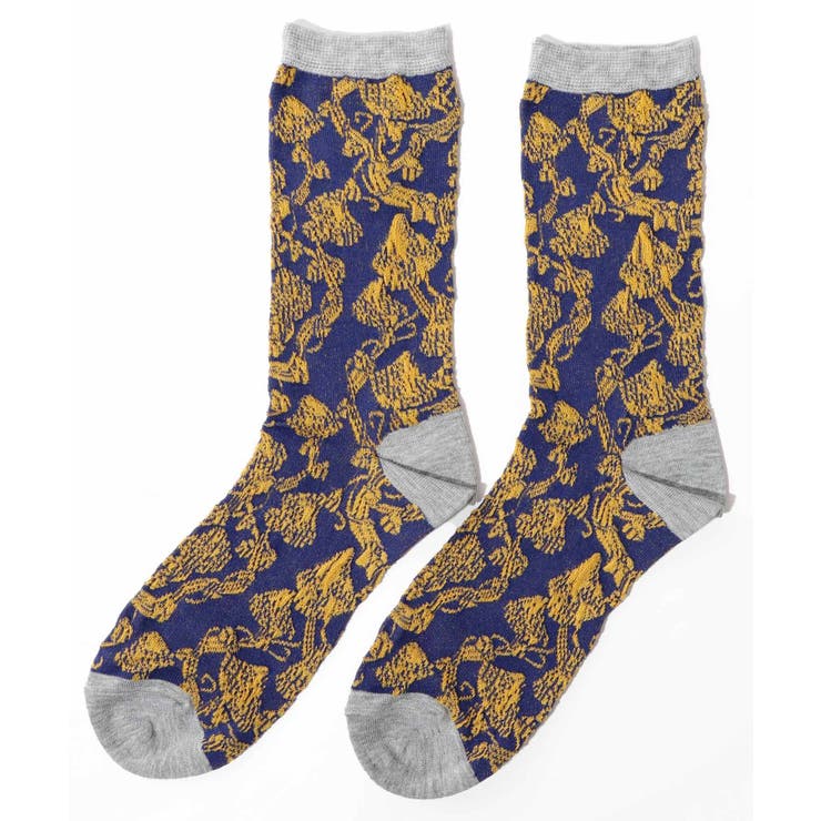 グレー | スカラーフロートきのこ柄ソックス | ScoLar