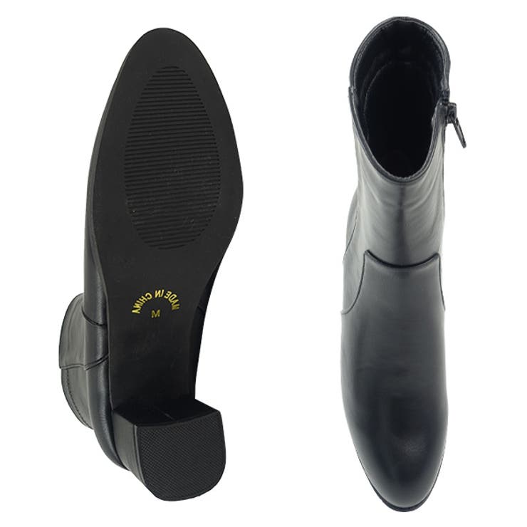 ポインテッドトゥシンプル太ヒールブーツ ミドル丈 ローヒル | Scramble | 詳細画像7 