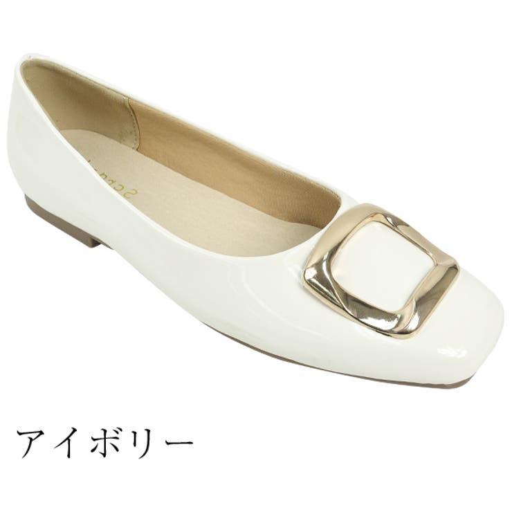 【GINGER掲載商品】 スクエアトゥバックル付きフラットシューズ[品番：INCS0003440 その他