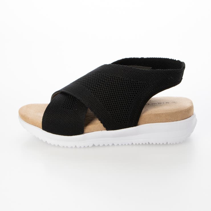 ストレッチ甲クロス軽量サンダル 外反母趾 ローウエッジ フラット | Scramble | 詳細画像5 