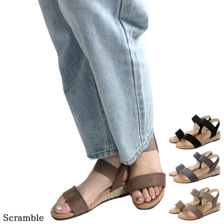アンクルゴム付きローウエッジサンダル カジュアル ふわもちクッション | Scramble | 詳細画像1 