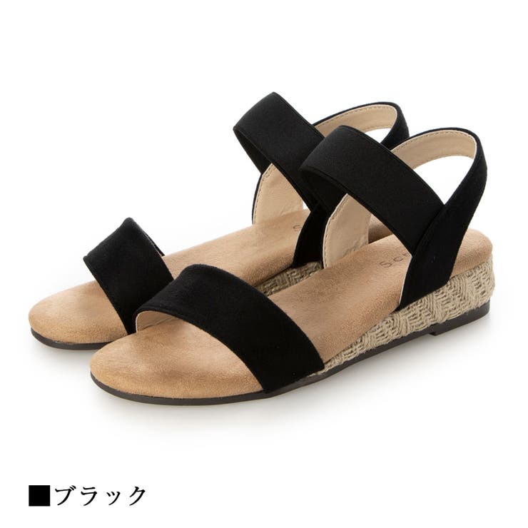 アンクルゴム付きローウエッジサンダル カジュアル ふわもちクッション | Scramble | 詳細画像2 