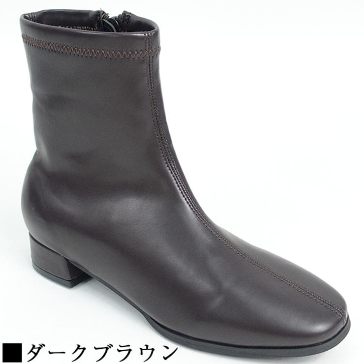 スクエアトゥストレッチショートブーツ[品番：INCS0003477