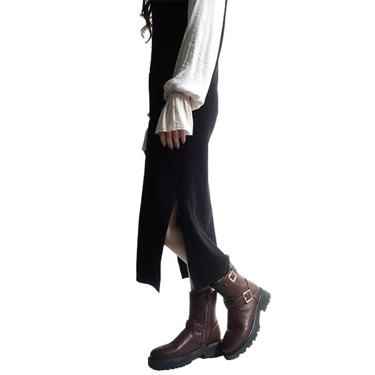 ダークブラウン | サイドジップ厚底エンジニアブーツ | Scramble