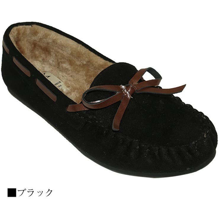 中敷きボアスエードリボンモカシン フラットシューズ ぺたんこ | Scramble | 詳細画像2 