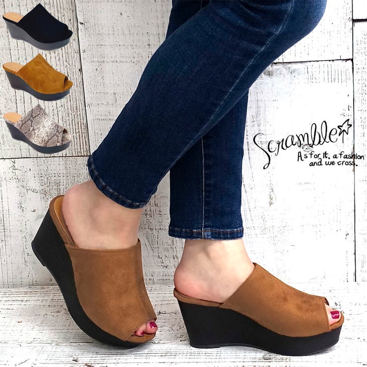 21春夏新作サンダル 厚底ウェッジヒール スエード調サボサンダル 品番 Incs Scramble スクランブル のレディースファッション通販 Shoplist ショップリスト