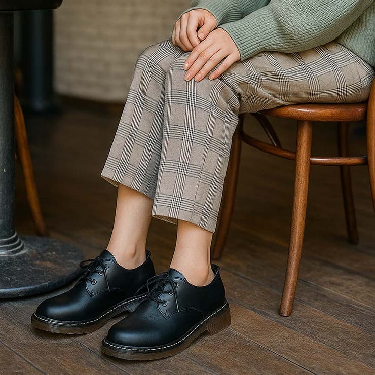 3ホールレースアップシューズ マニッシュ フラットシューズ[品番