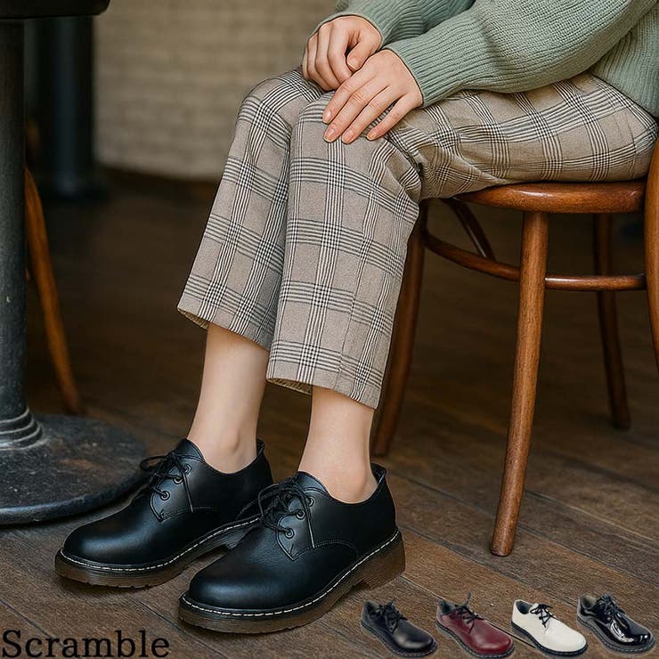 3ホールレースアップシューズ マニッシュ フラットシューズ[品番