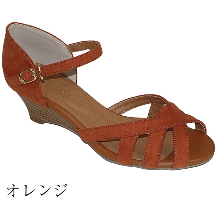 オープントゥストラップ付ウエッジソールパンプス ミュール[品番