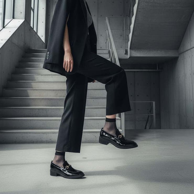 ポインテッドトゥビットローファー マニッシュシューズ おじ靴 スリッポン 厚底 | Scramble | 詳細画像21 