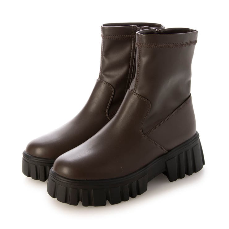 ダークブラウン | 厚底ストレッチブーツ | Scramble