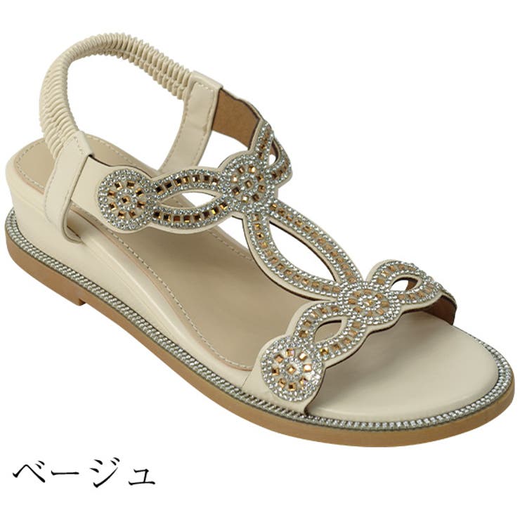 Tストラップローウェッジビジューサンダル | Scramble | 詳細画像3 