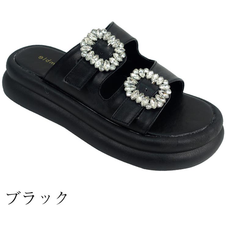 厚底ダブルベルトビジューバックルサンダル | Scramble | 詳細画像2 