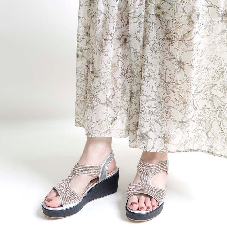 シルバー | バックバンドビジューサンダル | Scramble