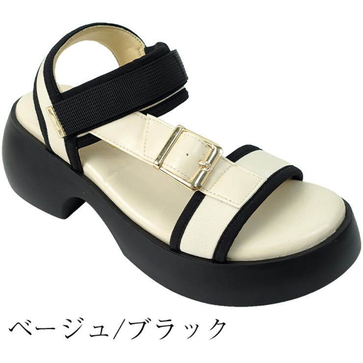 バイカラー厚底サンダル 変形ソール[品番：INCS0003494