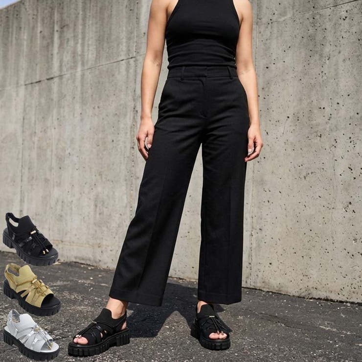 最旬！メッシュ × ドローストリング 厚底スニーカーサンダル | Scramble | 詳細画像1 