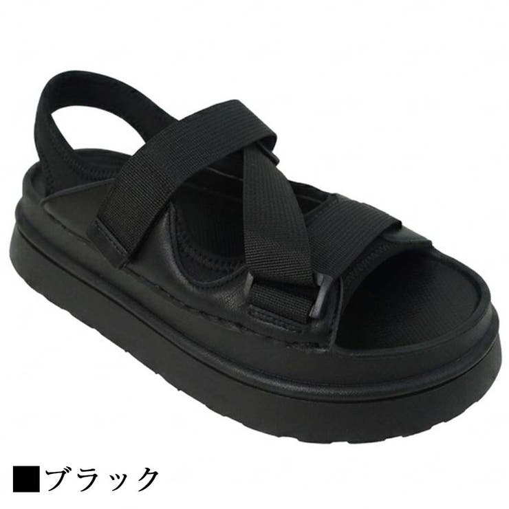 厚底 スポーツサンダル レディース Z型クロスベルト バックストラップ | Scramble | 詳細画像1 