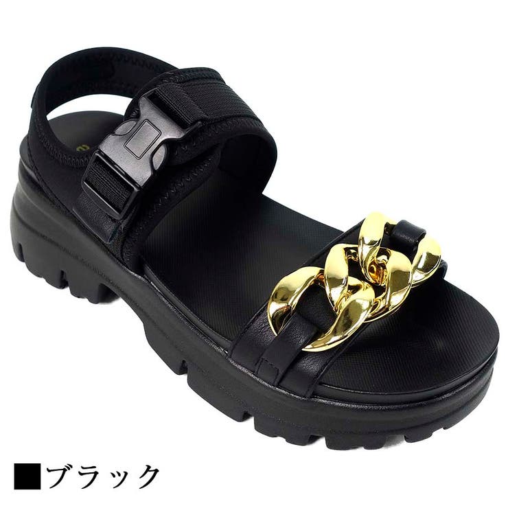 存在感抜群！ゴールドチェーン × ボリューム厚底 スポーツサンダル | Scramble | 詳細画像2 