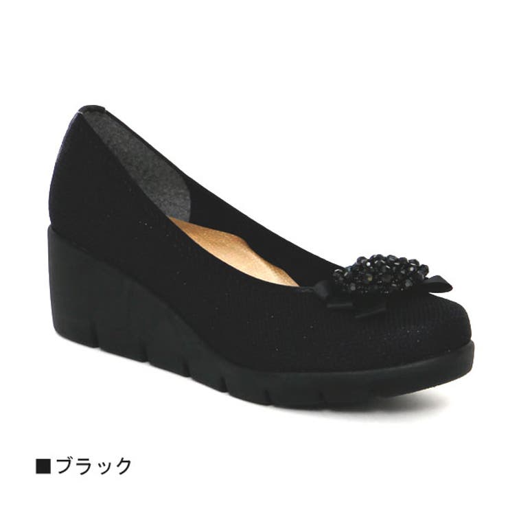 日本製 ビジュー付ウェッジソールパンプス コンフォートシューズー | Scramble | 詳細画像2 