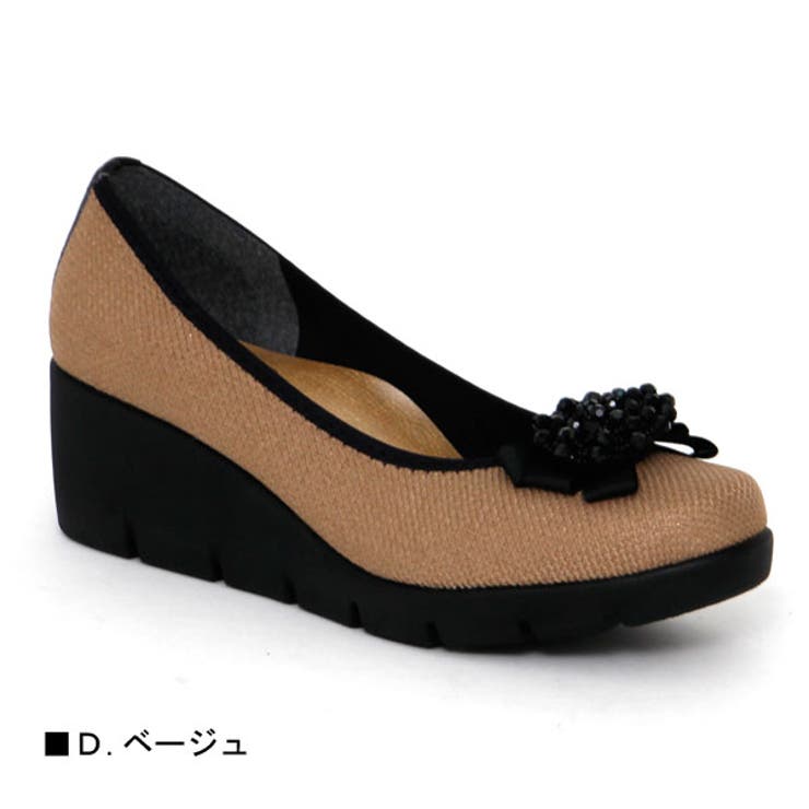 日本製 ビジュー付ウェッジソールパンプス コンフォートシューズー | Scramble | 詳細画像5 