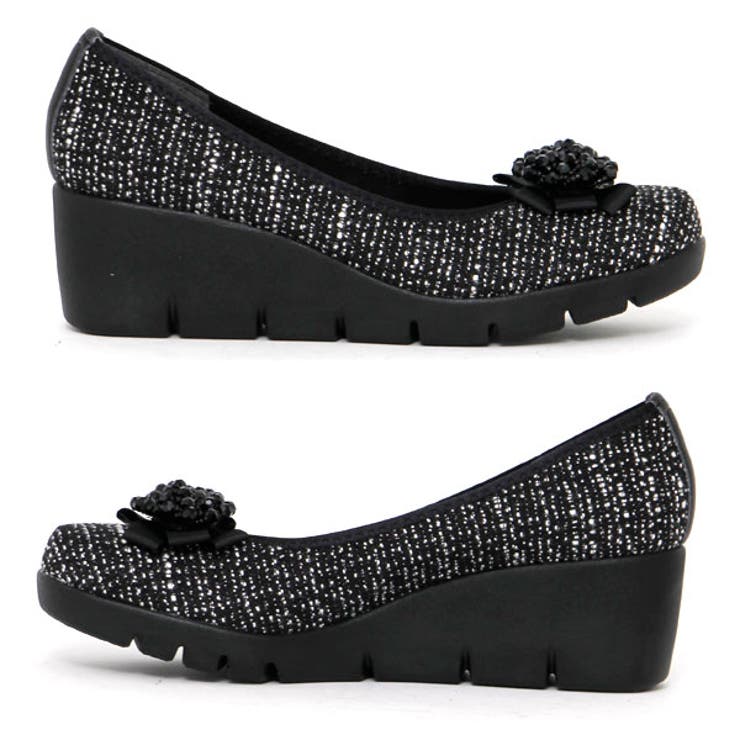 日本製 ビジュー付ウェッジソールパンプス コンフォートシューズー | Scramble | 詳細画像7 