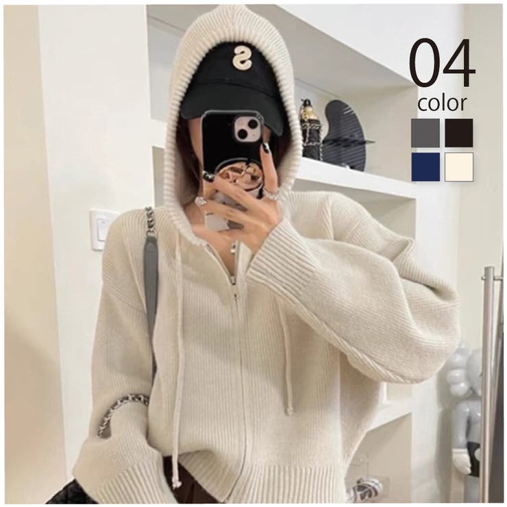 【SETUP7】フード付きリラックスニットジップアップパーカー KNF151 | SETUP7【WOMEN】 | 詳細画像1 