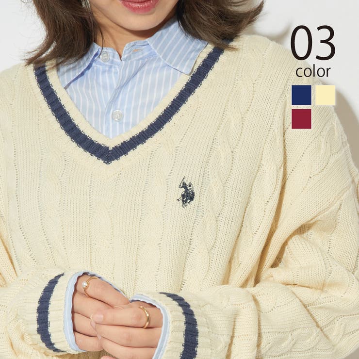 【U.S. POLO ASSN.】ロイヤルヤーンオーバーチルデンニットセーター | SETUP7【WOMEN】 | 詳細画像1 